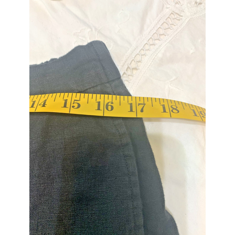 Chico's Pull On Embroidery Linen Crop Pants Black White Size 2p/12p Resort - Picture 3 of 8